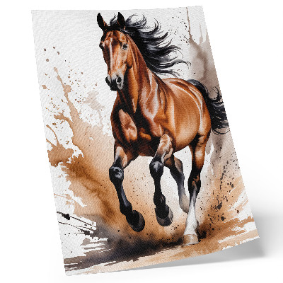 Impressão em tela Cavalos em movimento com manchas de fundo bege