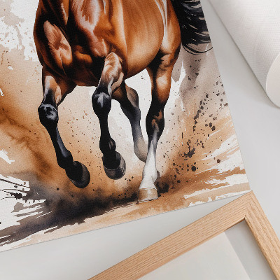 Impressão em tela Cavalos em movimento com manchas de fundo bege