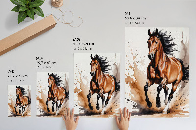 Impressão em tela Cavalos em movimento com manchas de fundo bege