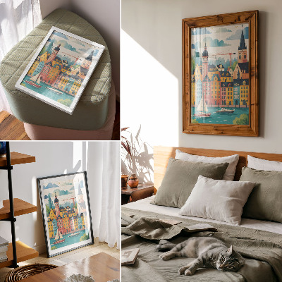 Poster decorativo Prédios coloridos, águas calmas, clima ameno