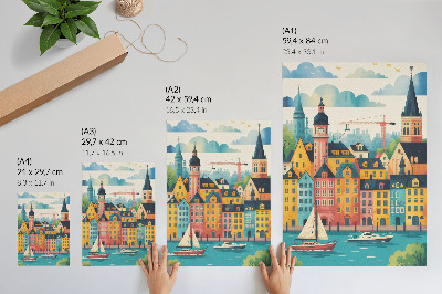 Poster decorativo Prédios coloridos, águas calmas, clima ameno