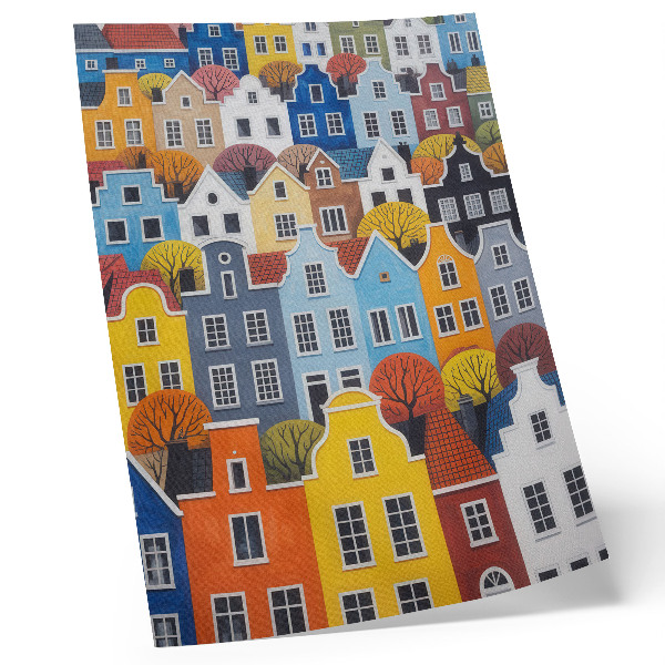 Impressão em tela Casas de apartamentos coloridas de diferentes formas e cores em harmonia