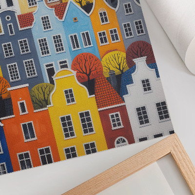 Impressão em tela Casas de apartamentos coloridas de diferentes formas e cores em harmonia