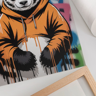 Arte de parede Panda com moletom grafitado, estilo urbano