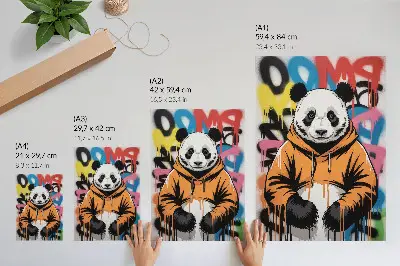 Arte de parede panda com moletom em estilo grafitado urbano
