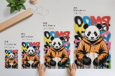 Arte de parede Panda com moletom grafitado, estilo urbano