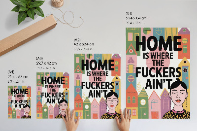 Poster para cozinha Casas geométricas coloridas de frente para olhos fechados