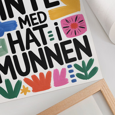 Impressão em tela Letras pretas com traços coloridos em estilo moderno