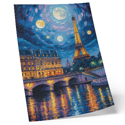 Poster para cozinha Paris à noite, lua cheia, Torre Eiffel