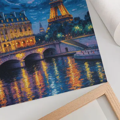 Poster para cozinha Paris à noite com a lua cheia e a Torre Eiffel