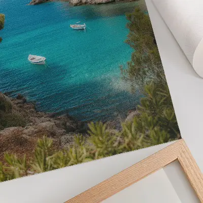 Impressão em tela uma baía com barcos e uma casa em paisagem pitoresca