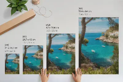 Impressão em tela uma baía com barcos e uma casa em paisagem pitoresca