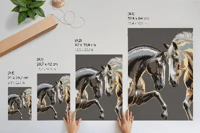 Arte de parede cavalos contrastantes em fundo escuro