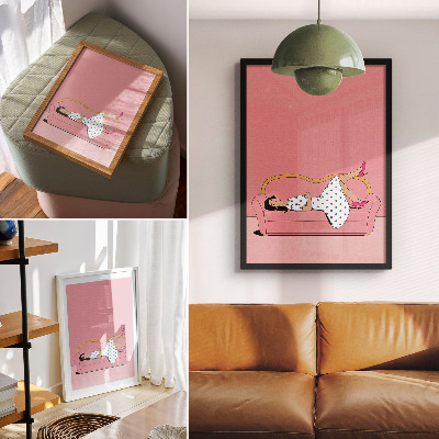 Arte de parede Cena de relaxamento tranquilo com mulher em sofá rosa