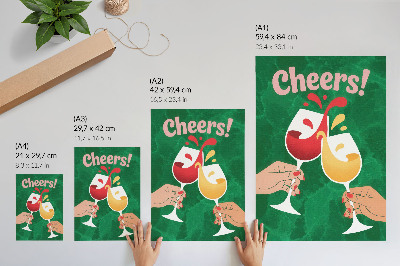 Poster para cozinha Óculos coloridos em fundo verde, estilo dinâmico