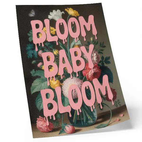 Poster decorativo Flores com inscrição rosa energia positiva