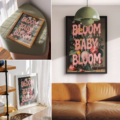 Poster decorativo Flores com inscrição rosa: energia positiva