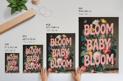 Poster decorativo Flores com inscrição rosa: energia positiva