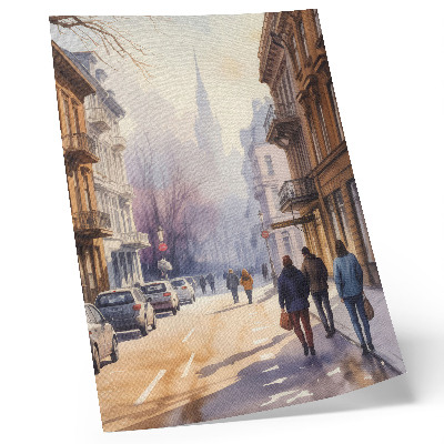 Impressão em tela Rua da cidade, árvores de inverno, atmosfera tranquila