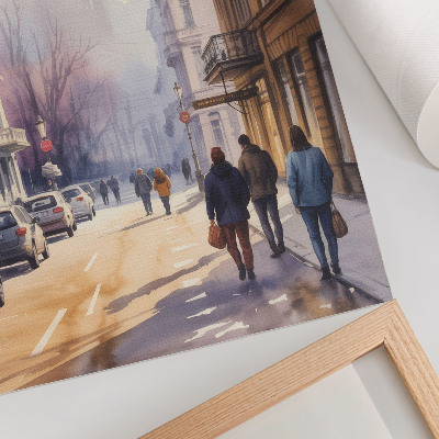 Impressão em tela Rua da cidade, árvores de inverno, atmosfera tranquila
