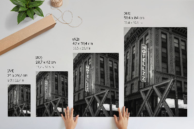 Poster para cozinha Arquitetura em preto e branco com luzes de néon de hotel.
