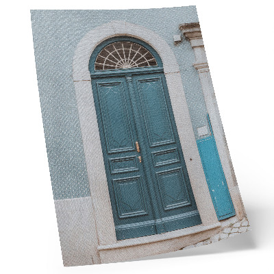Impressão em tela Porta azul com elementos arquitetônicos brancos