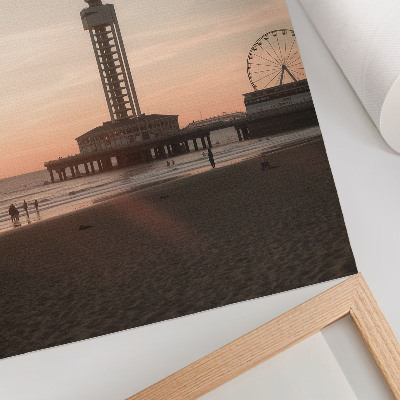 Arte de parede Vista circular do céu pastel da torre da praia