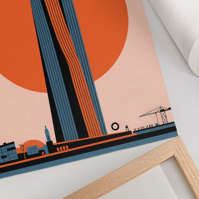Impressão em tela Arranha-céu contra um fundo circular, minimalismo, contraste