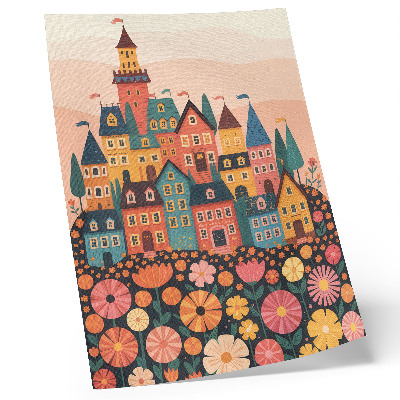 Poster para cozinha Casas coloridas e flores, atmosfera idílica