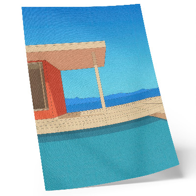 Poster decorativo Prédio laranja brilhante com vista para o azul