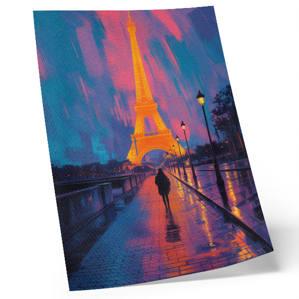 Arte de parede Noite na cidade, luzes de néon, chuva, modernidade.