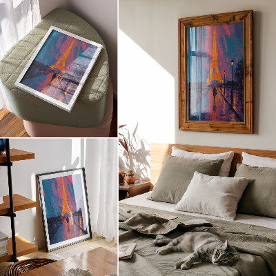 Arte de parede Noite na cidade, luzes de néon, chuva, modernidade.