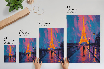 Arte de parede Noite na cidade, luzes de néon, chuva, modernidade.