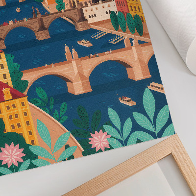 Poster para cozinha Uma cidade colorida com pontes, natureza e céu.