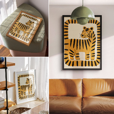 Impressão em tela Tigre em estilo gráfico com cores intensas