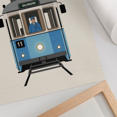 Poster para cozinha Bonde retrô em estilo minimalista