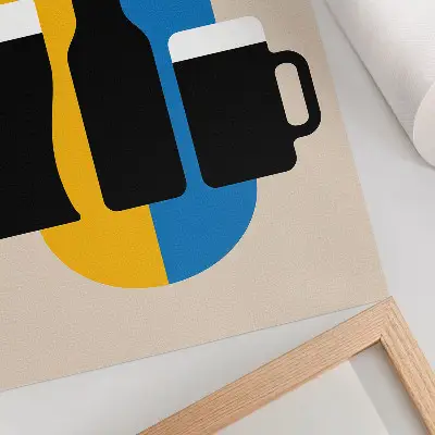 Poster decorativo com cores contrastantes e formas geométricas