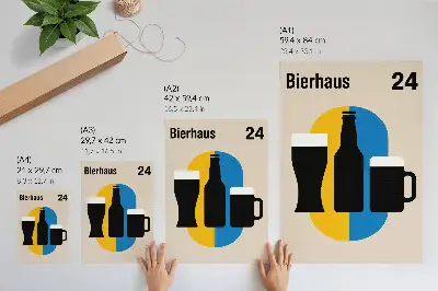 Poster decorativo com cores contrastantes e formas geométricas