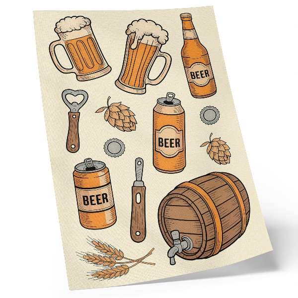 Impressão em tela Elementos de cerveja, ambiente retrô aconchegante, estilo vintage