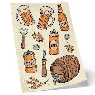 Impressão em tela elementos de cerveja com ambiente retrô e estilo vintage