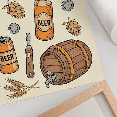 Impressão em tela Elementos de cerveja, ambiente retrô aconchegante, estilo vintage