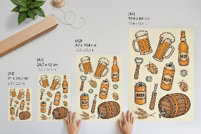 Impressão em tela Elementos de cerveja, ambiente retrô aconchegante, estilo vintage