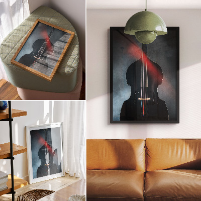 Arte de parede Fundo escuro, detalhes em vermelho, contraste