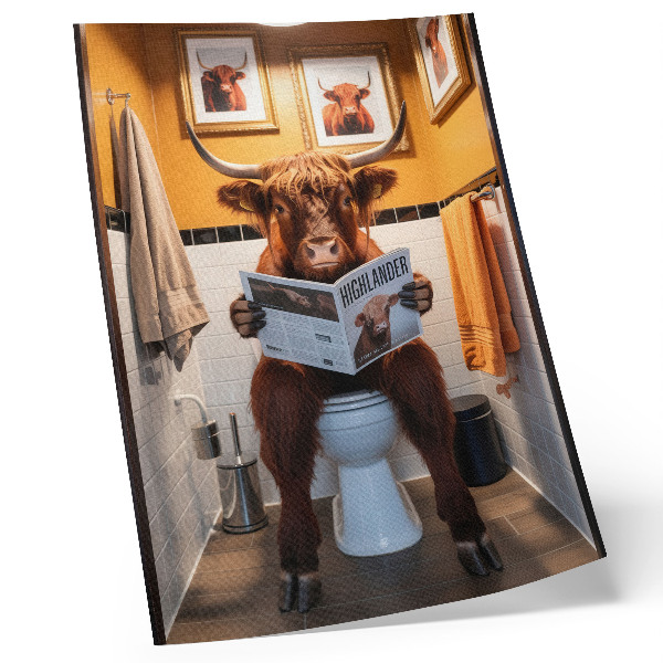 Poster para cozinha Revista com búfalo de paredes laranjas no banheiro
