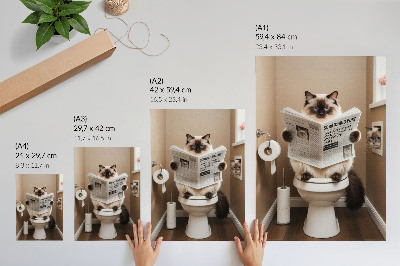 Impressão em tela Gato com jornal na parede bege, humor e aconchego