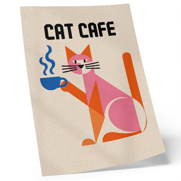 Poster para cozinha motivo criativo de gato café retrô