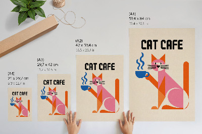 Poster para cozinha motivo criativo de gato café retrô