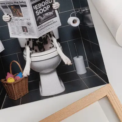 Poster decorativo dálmata lendo jornal em estilo pop art
