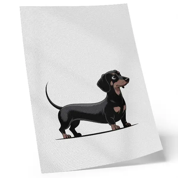 Arte de parede motivo em preto e branco com desenho de cachorro