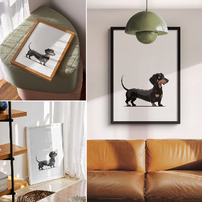 Arte de parede Motivo em preto e branco com o desenho de um cachorro.